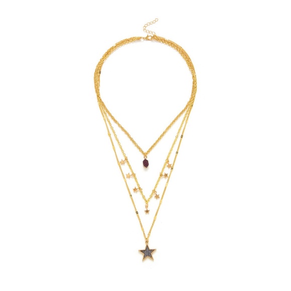 Gold Stars Delicate Layered Necklace - Picture 2 of 3